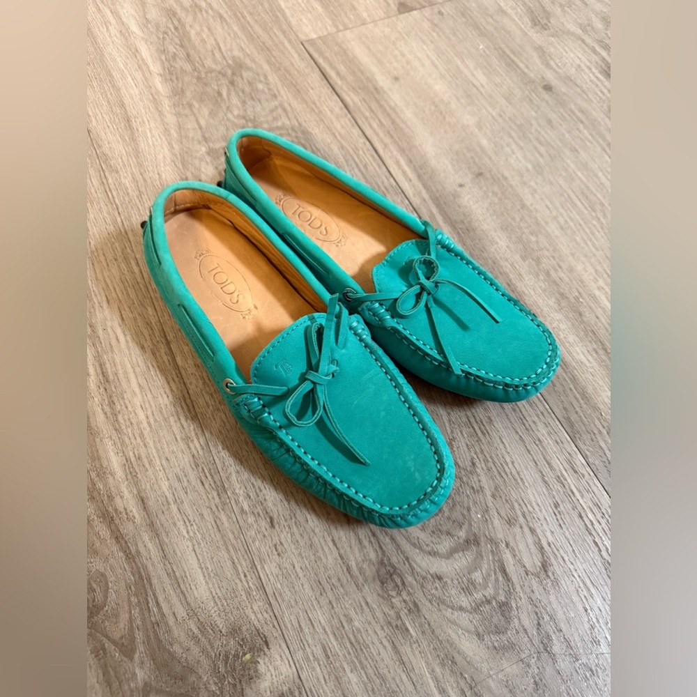 Tod's Vibrant Teal Suede Loafers